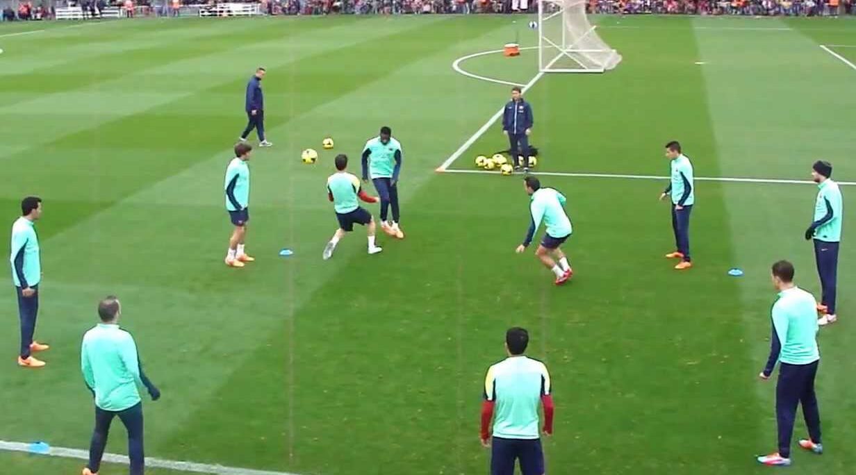 Modello Barcellona: Esercizio su combinazioni uno-due a stella (Video)